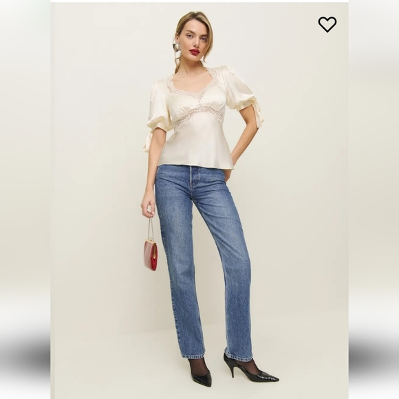 Reformation Dolly Cream Silk Top Size 8 NWT - Picture 11 of 12